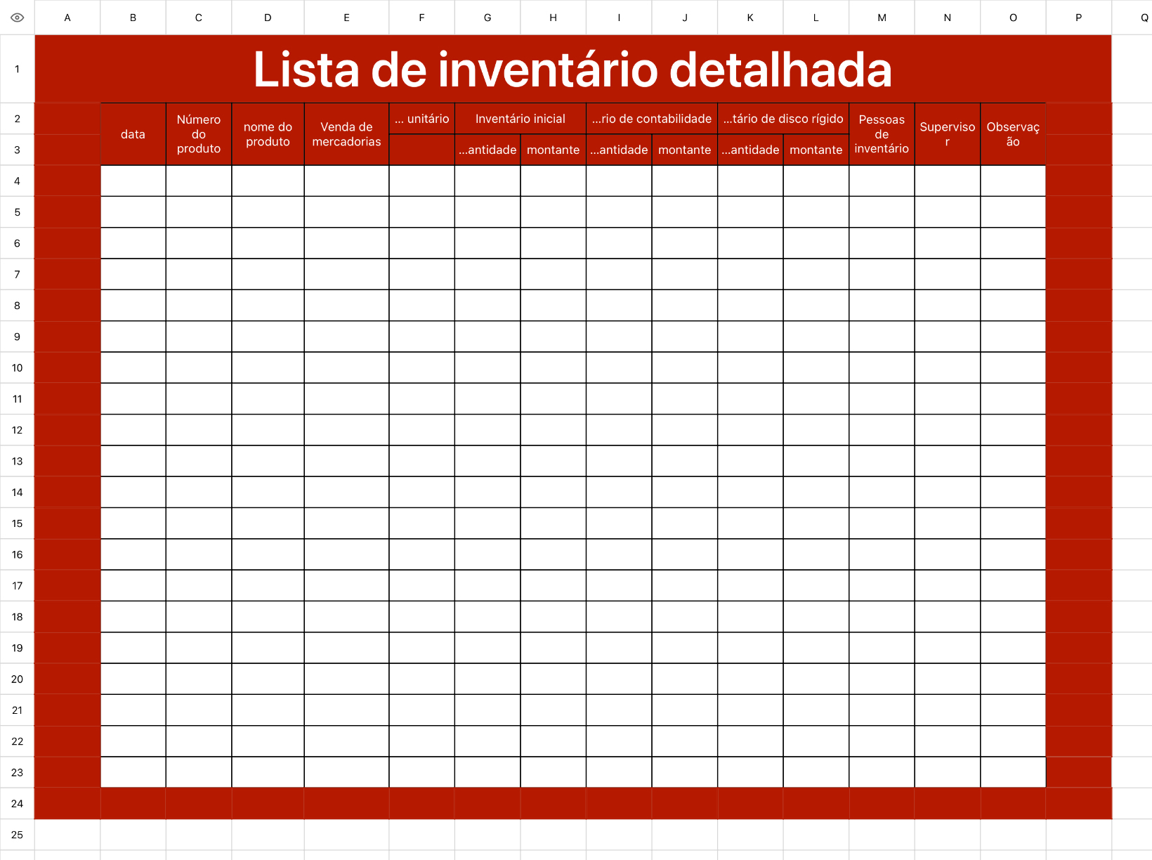 Lista de inventário